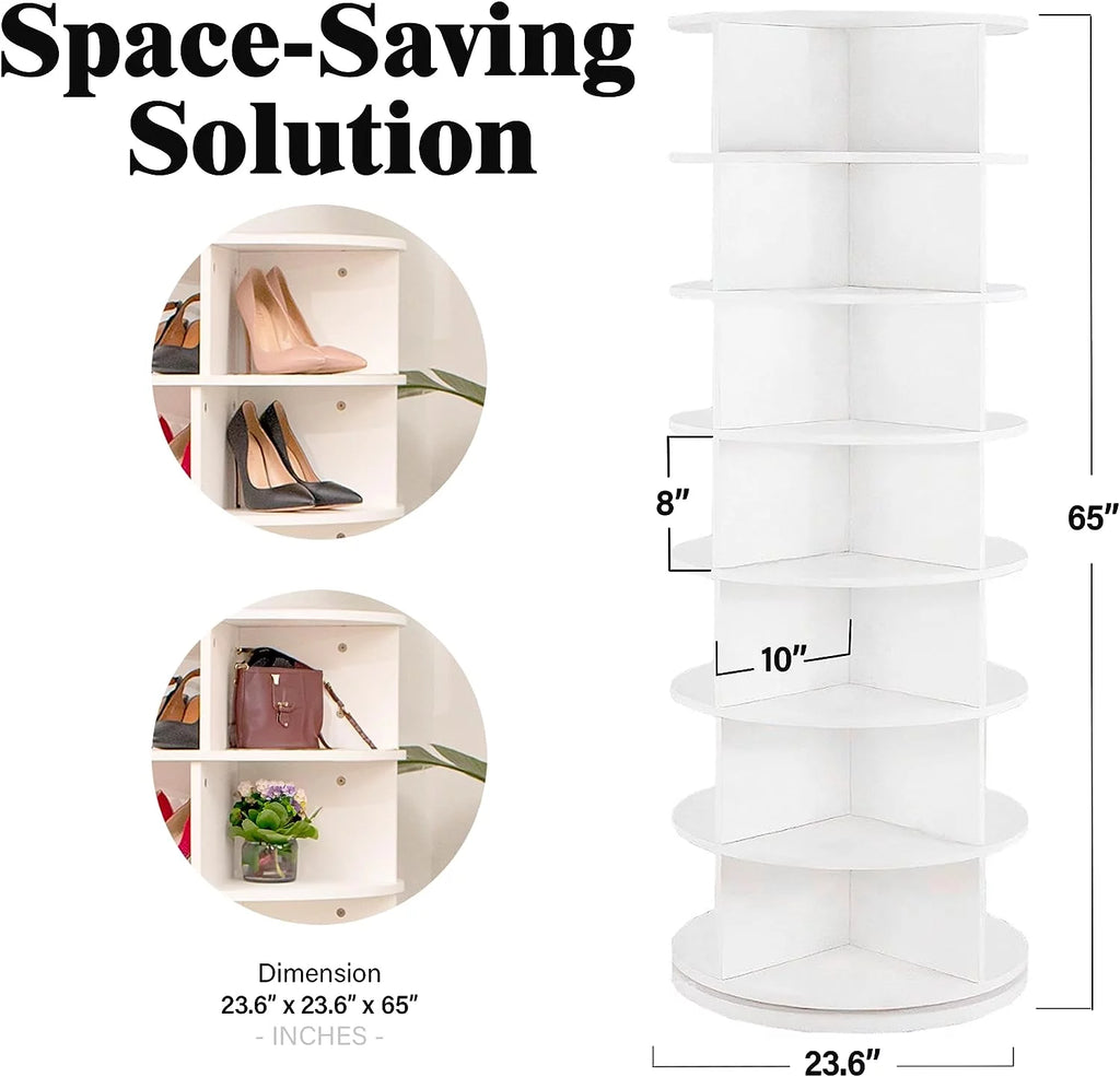 360° Rotating Shoe Rack 7-Tiers Organizer, Spinning Shoe Storage Tower for Entryway U879492