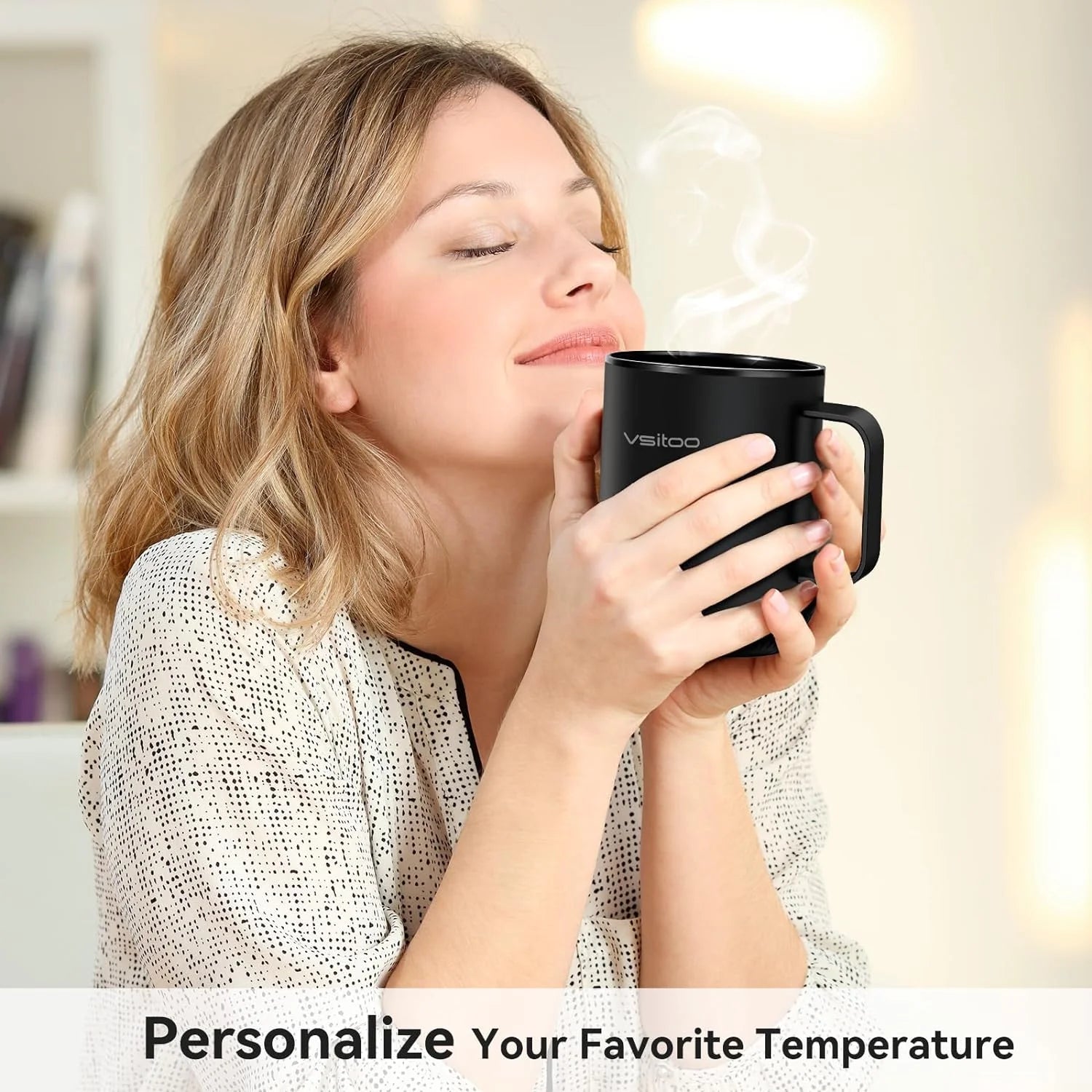 Temperature Control Smart Mug with Lid, Self Heating Coffee Mug 10 oz, LED Display P632771
