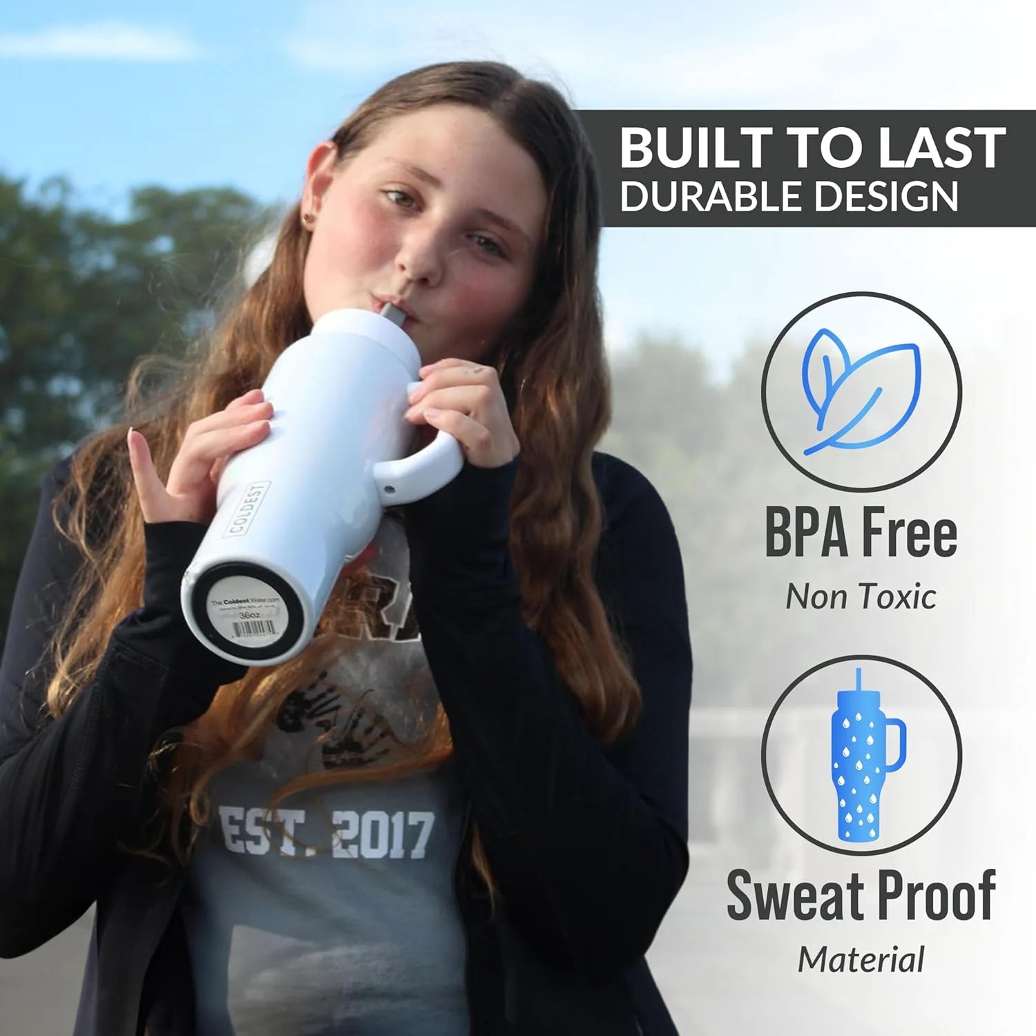 Insulated Stainless Steel Tumbler with Handle and Straw Lid, 36 oz K958760