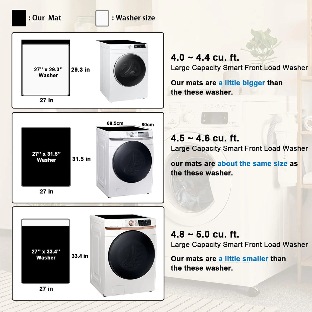 Anti-Slip Washer or Dryer Top Mat Cover, 27" x 31.5" Black I692