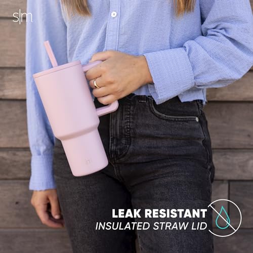 Insulated Tumbler with Handle and Straw Lid, 30 oz, Reusable Stainless Steel E669
