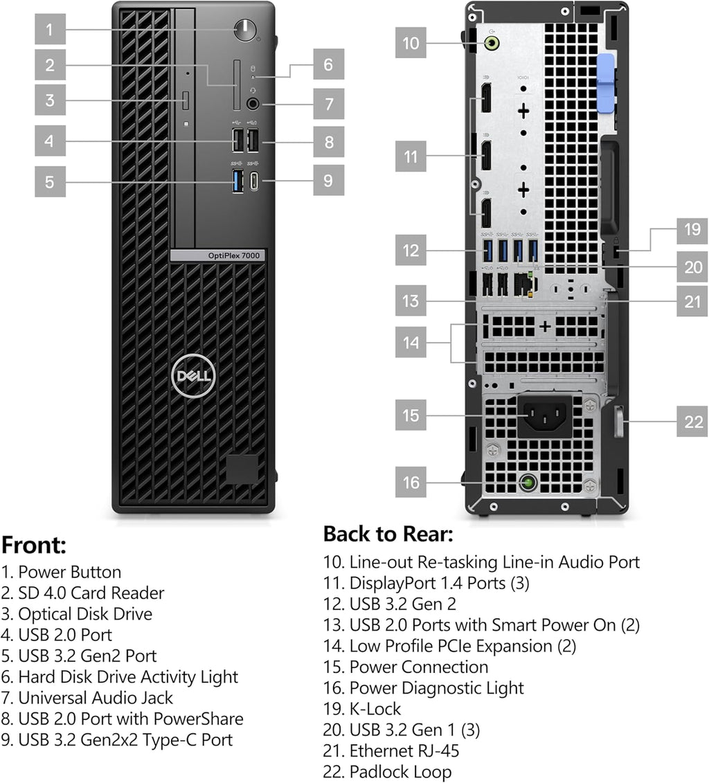 Small Form Factor Business Desktop Computer, 12th Gen Intel Core i7, 16GB RAM, 1TB SSD, Windows 11 Pro V511