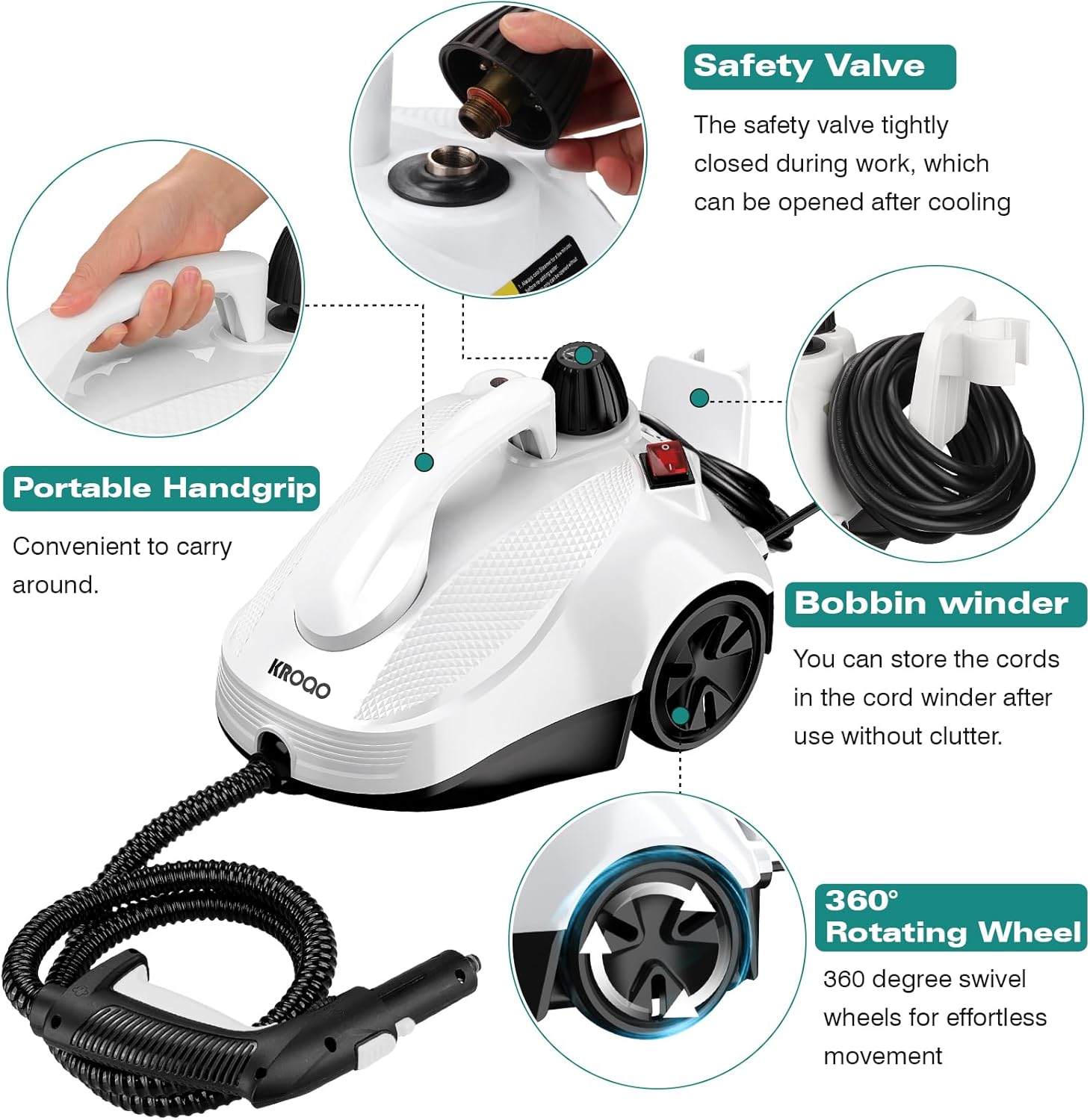 Steam Mop with 23 Accessories, Multi-Surface Portable Steamer Z77746