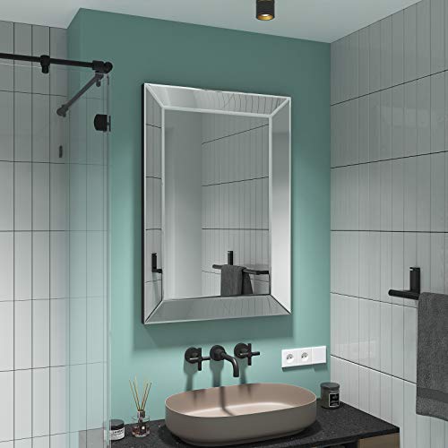 Large Rectangular Wall Mirror 28"x39" - Angled Beveled Frame U6041