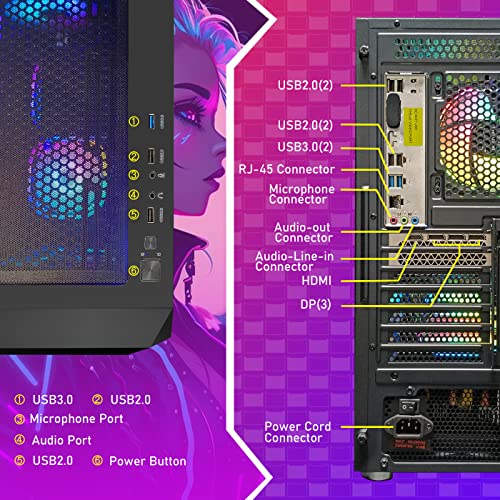Gaming Desktop PC, Radeon RX 560, Intel Core i5, 16G Memory, 512G SSD T397