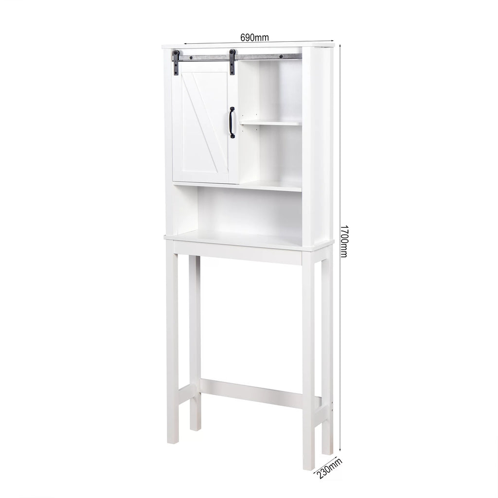 Over-the-Toilet Storage Cabinet with Adjustable Shelves and Barn Door K2863