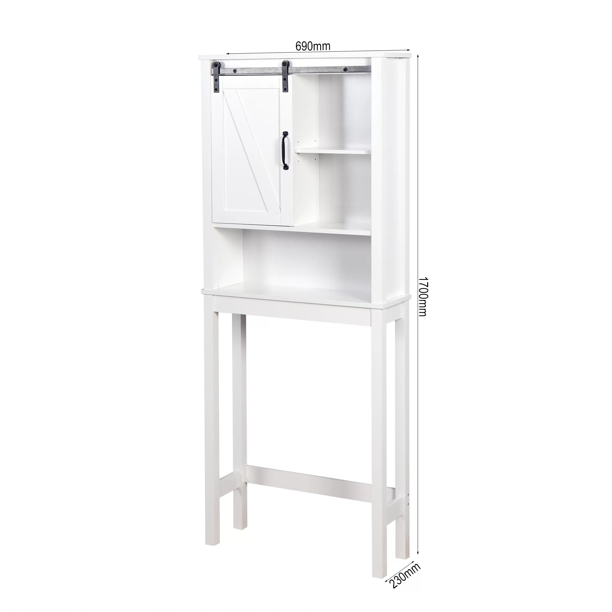 Over-the-Toilet Storage Cabinet with Adjustable Shelves and Barn Door K2863