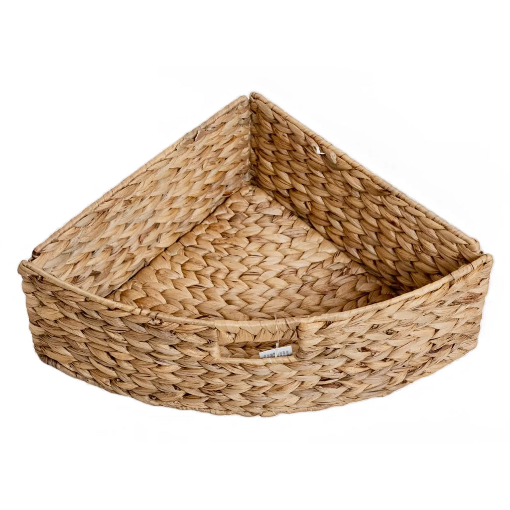 3 Tier Corner Storage Cabinet with 3 Wicker Baskets, White O675866