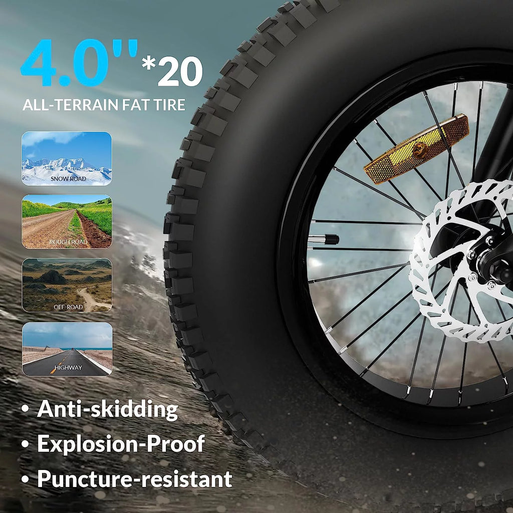20" Fat Tire Foldable Electric Bike with 500W Motor and Removable Battery W7216