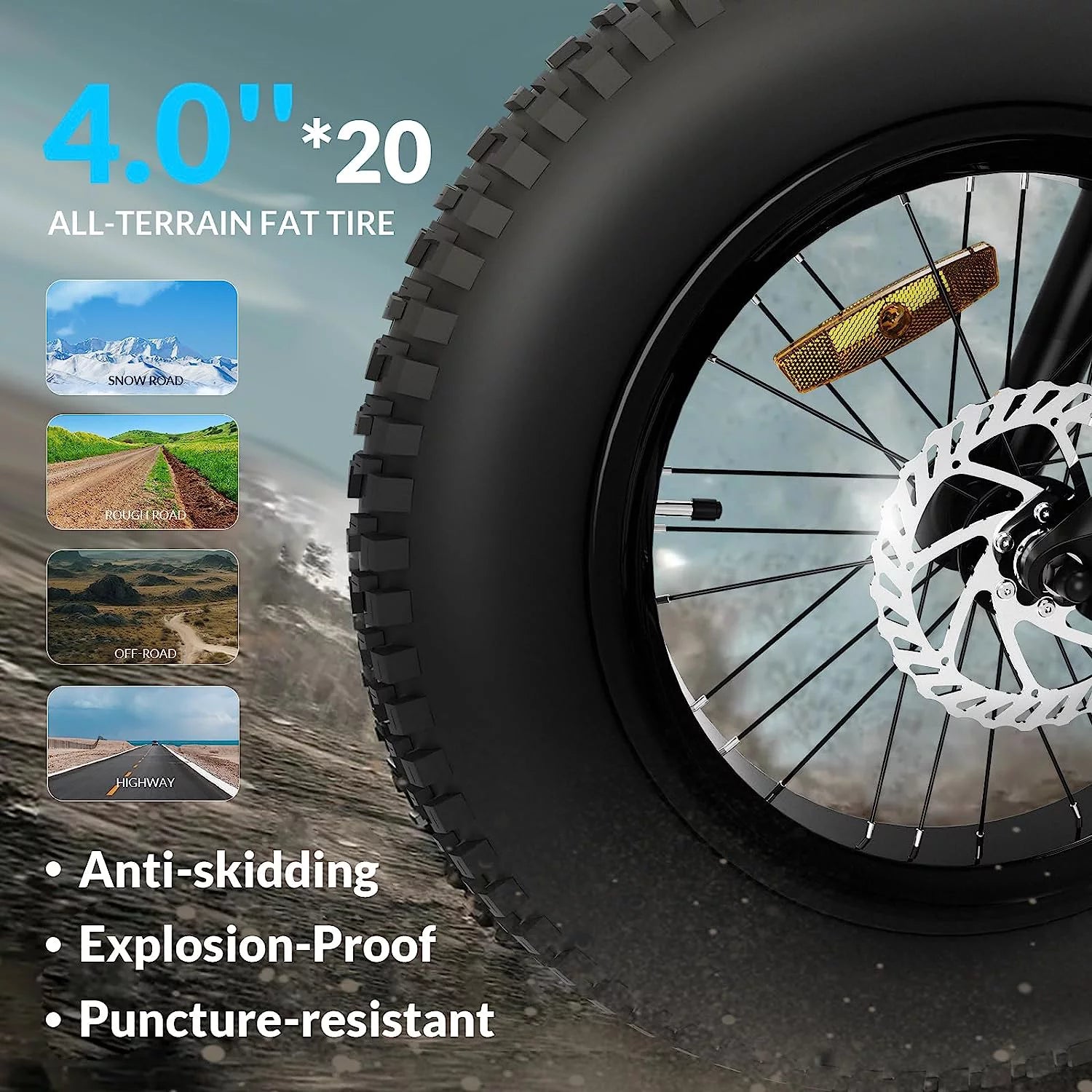 20" Fat Tire Foldable Electric Bike with 500W Motor and Removable Battery W7216
