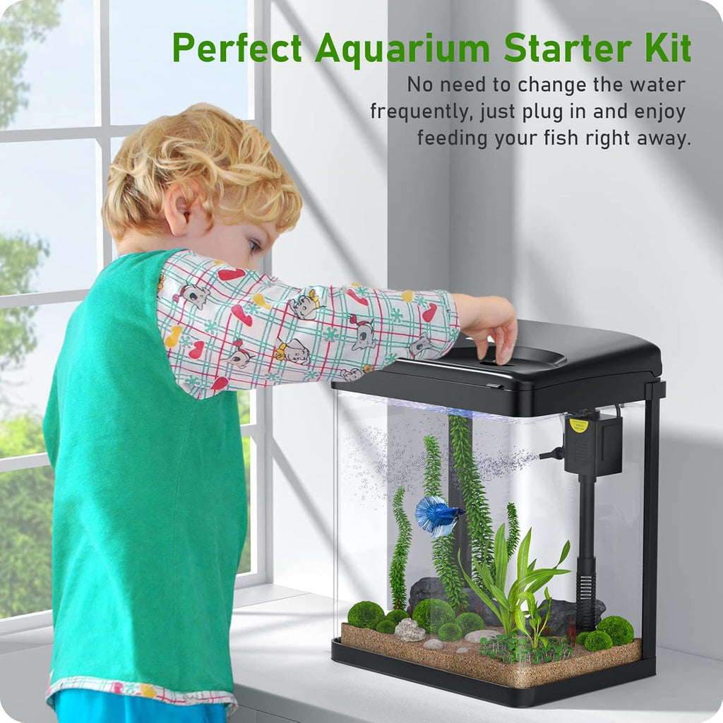 Glass Aquarium Starter Kit with Filter and Light, 2 Gallon G9333