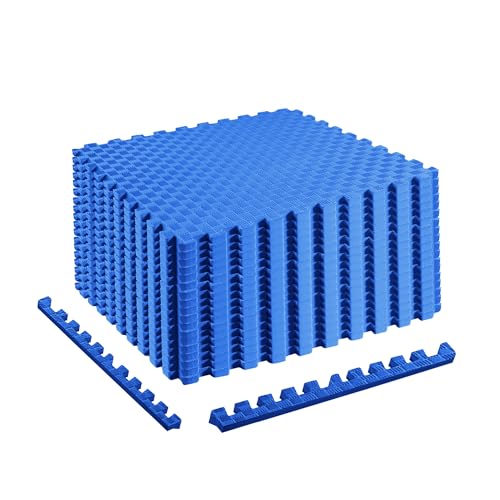 1" Thick EVA Interlocking Foam Gym Flooring Mat, 6 Tiles, Black M5857