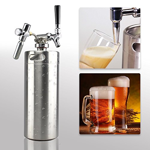 Stainless Steel Portable Keg Dispenser with CO2 Regulator (128oz) V3887
