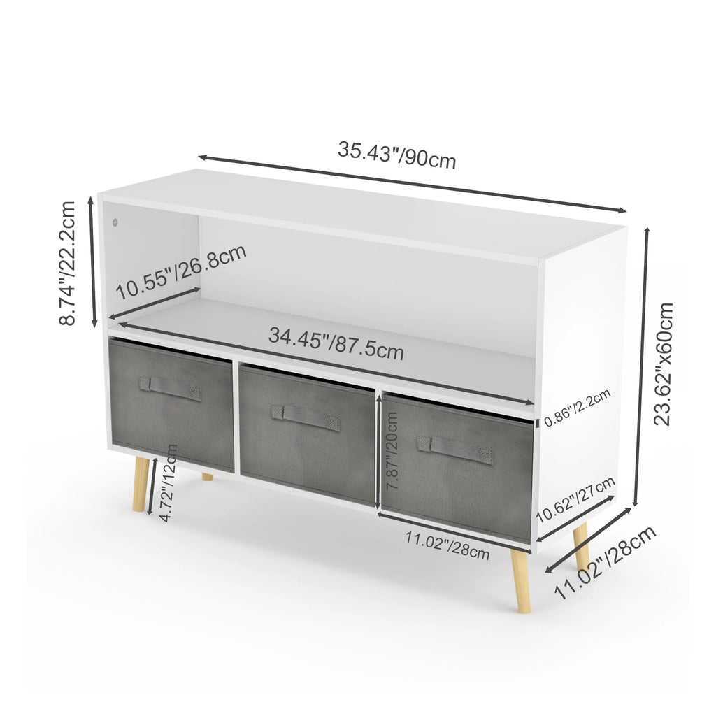 Kids Toy Storage Cabinet with Collapsible Fabric Drawers X806