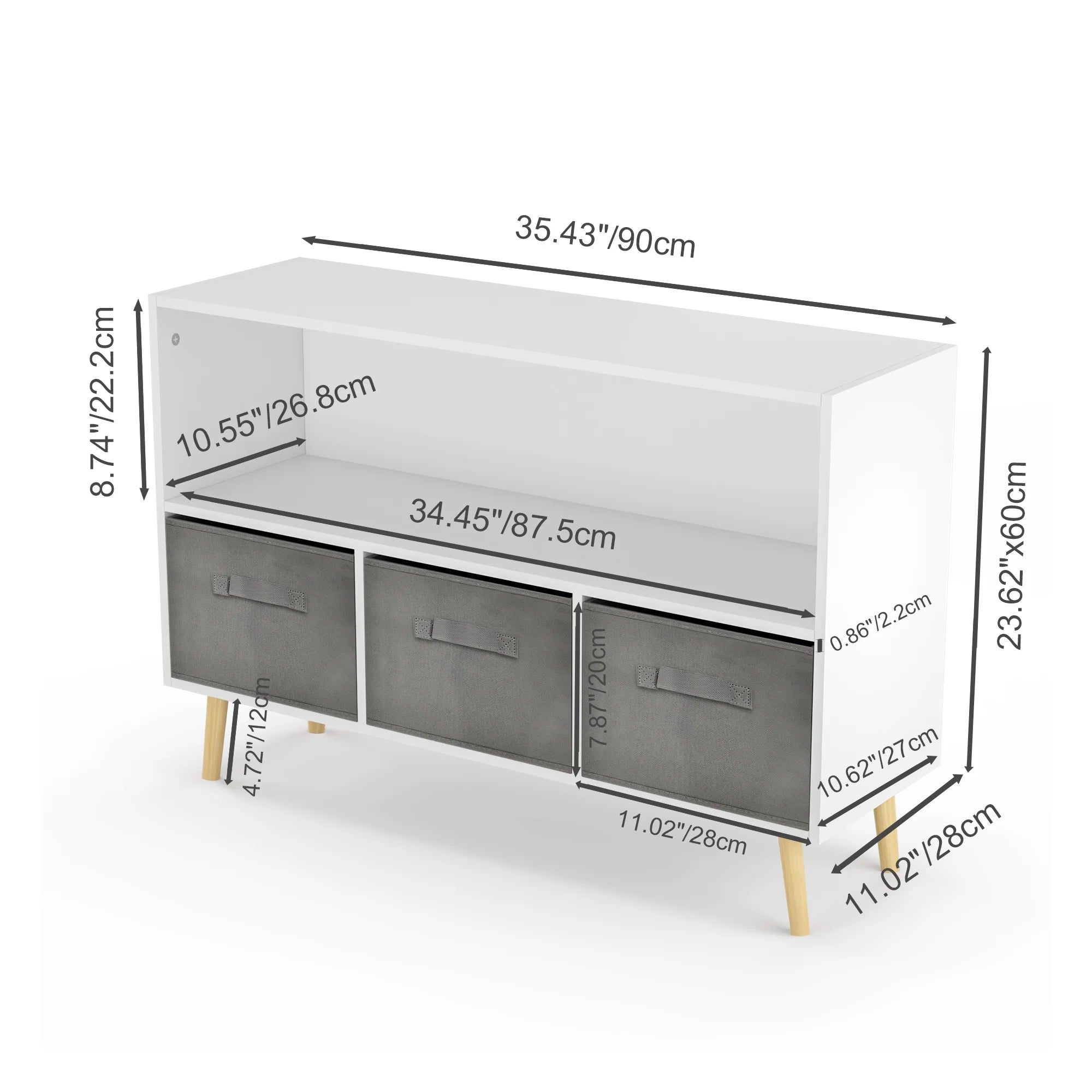 Kids Toy Storage Cabinet with Collapsible Fabric Drawers X806
