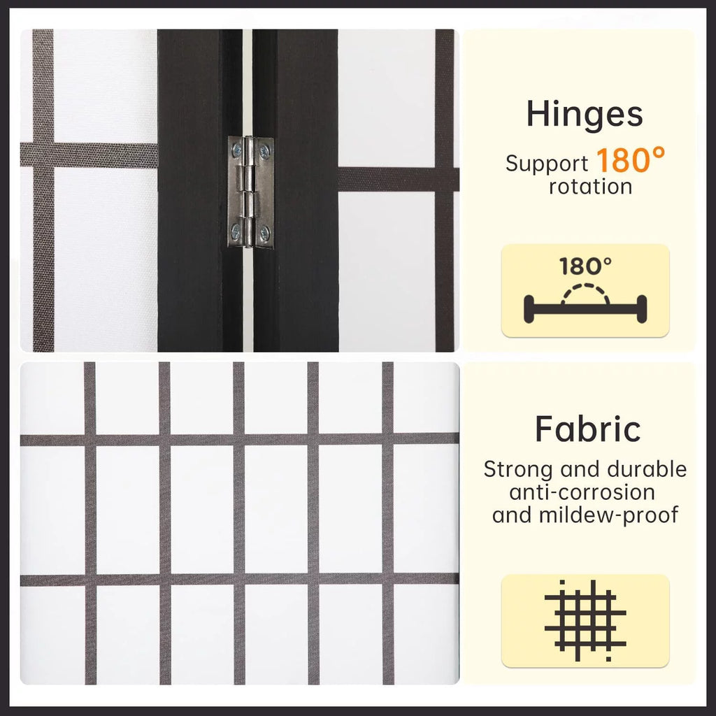 4 Panel Wood Room Divider Folding Privacy Screen 71" Tall Portable Partition S9377