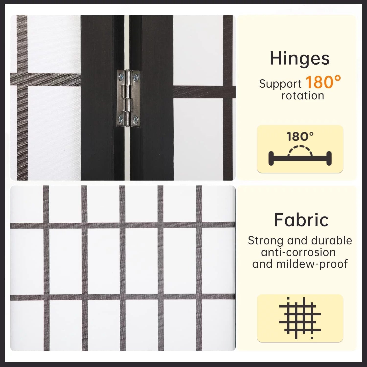 4 Panel Wood Room Divider Folding Privacy Screen 71" Tall Portable Partition S9377