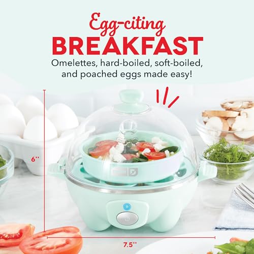 Rapid Egg Cooker for 6 Eggs, Hard Boiled, Poached, Scrambled, or Omelets, Auto Shut Off - Black O7665