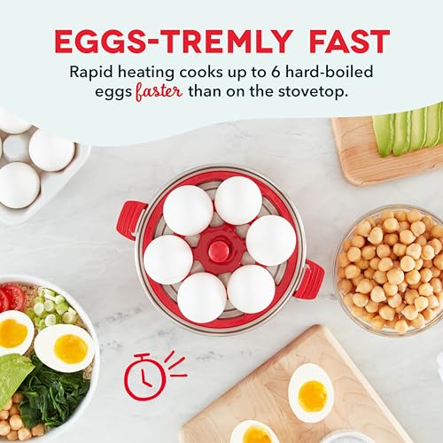 Rapid Egg Cooker for 6 Eggs, Hard Boiled, Poached, Scrambled, or Omelets, Auto Shut Off - Black O7665