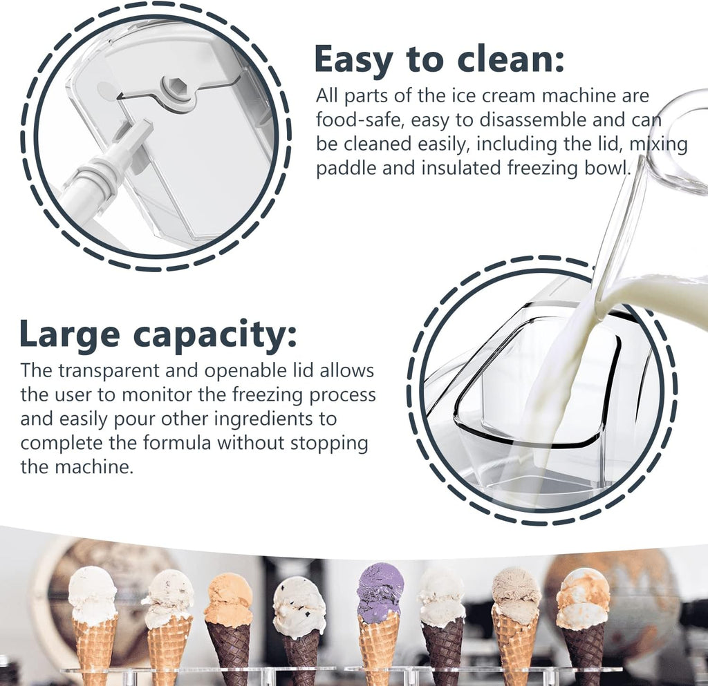 Ice Cream Maker, Electric Soft Serve Machine, 1.5 Quart Frozen Yogurt R598550