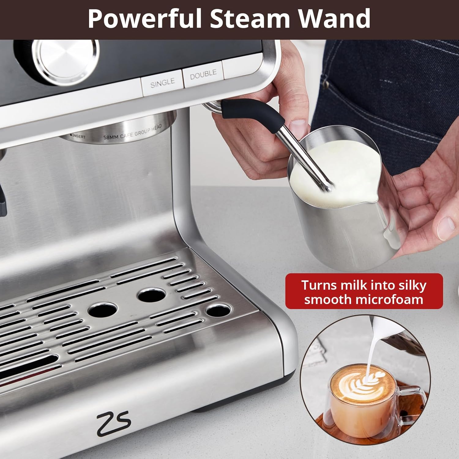 Espresso Maker with Milk Frother, 20 Bar Pressure, 2.8L Tank X2173