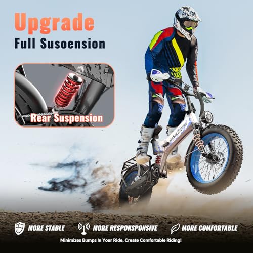 Folding Electric Bike for Adults Full Suspension, 20" Fat Tire D6225
