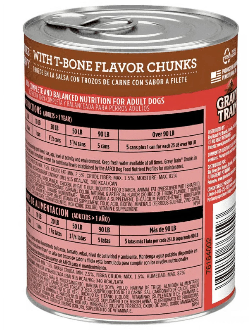 T-Bone Flavor Chunks in Gravy Wet Dog Food, 13.2 oz Can, Pack of 4 N847