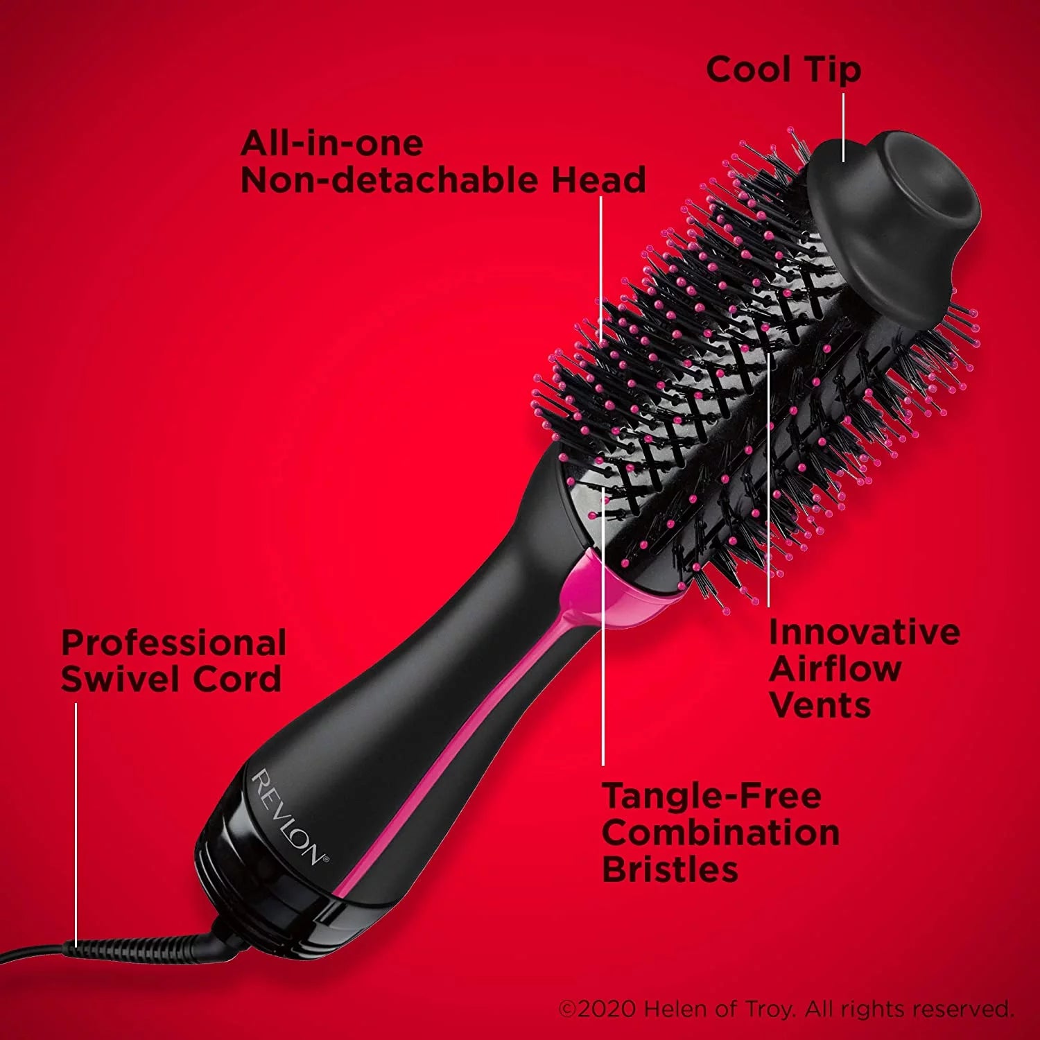 Hot Air Brush for Hair Drying and Volumizing, Black B143816