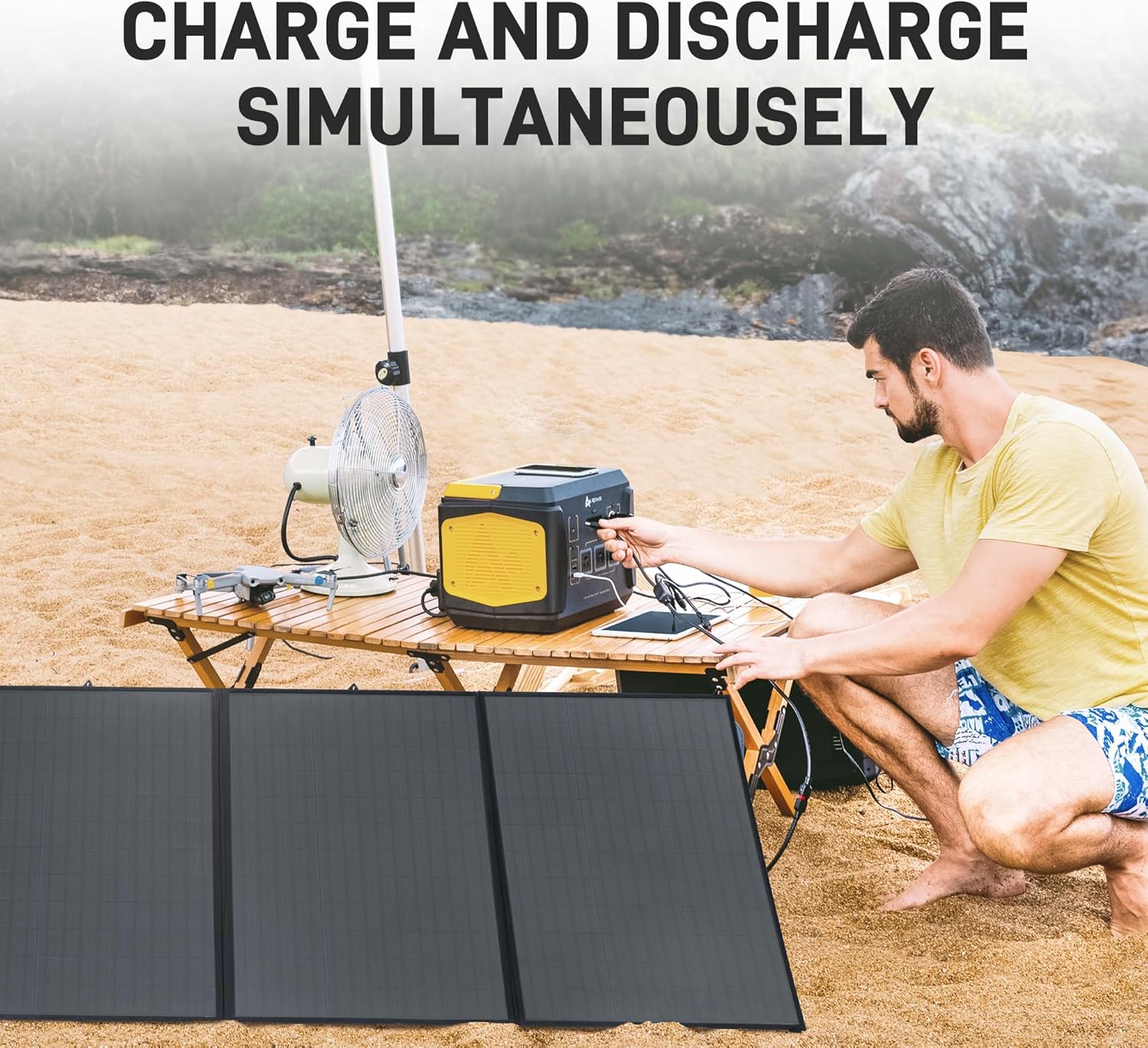 Portable Power Station 1000W Solar Generator 1036.8Wh with 3 AC Outlets N9171