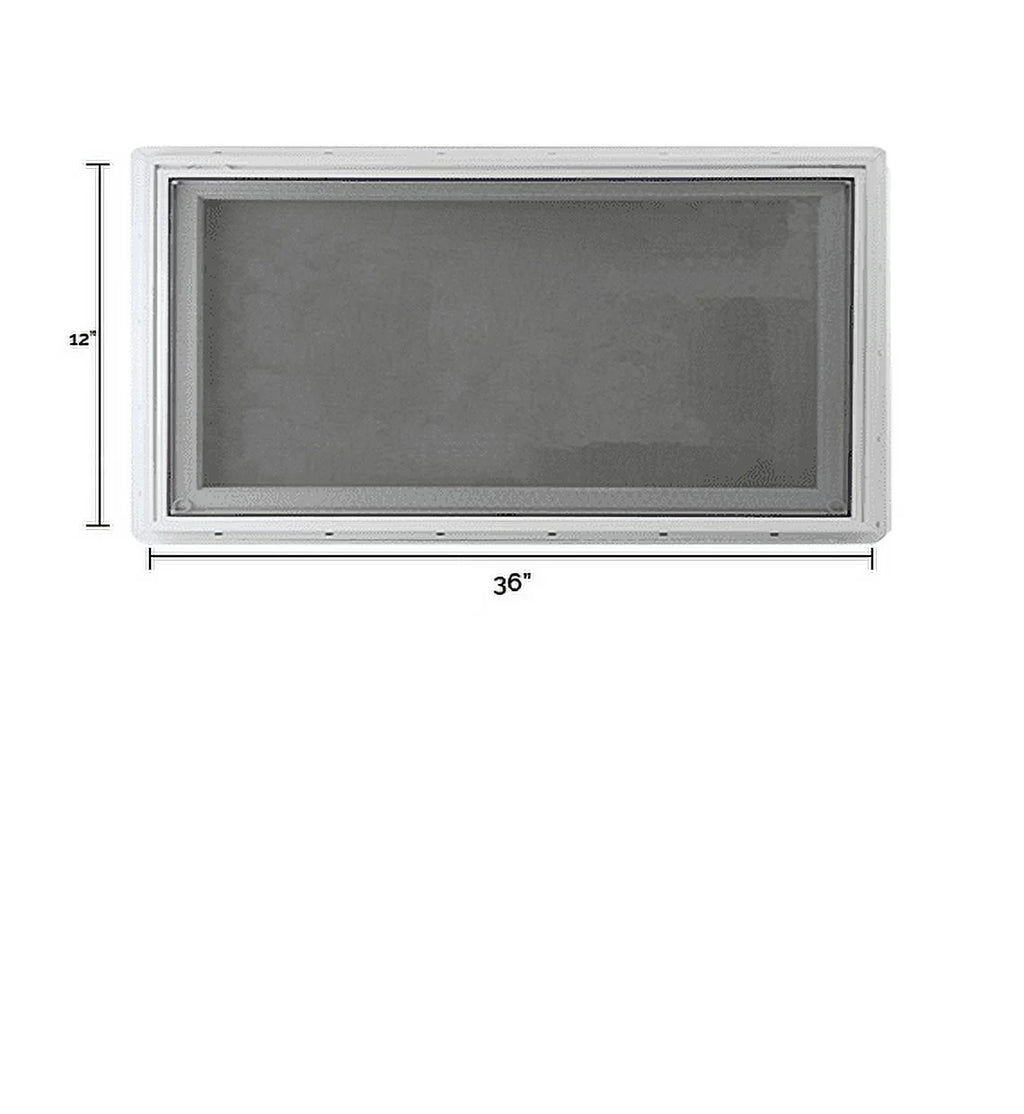 36" x 12" Inward Opening Awning Window with Tempered Low-E Glass and White Vinyl Frame D773947