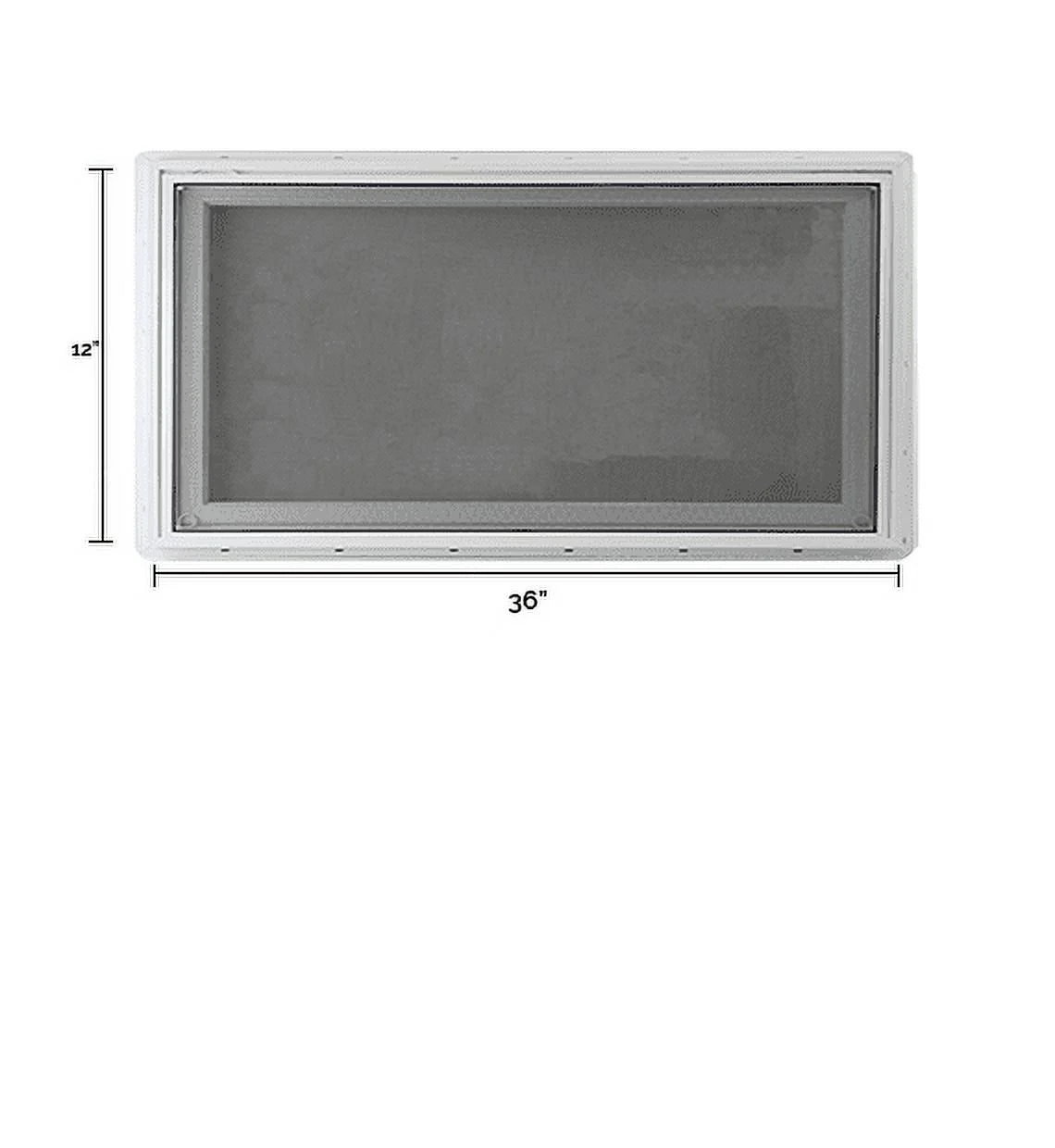 36" x 12" Inward Opening Awning Window with Tempered Low-E Glass and White Vinyl Frame D773947