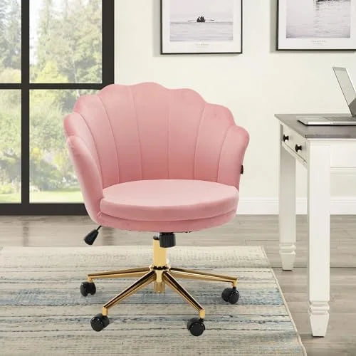 Velvet Swivel Vanity Chair with High Backrest and Wheels J254