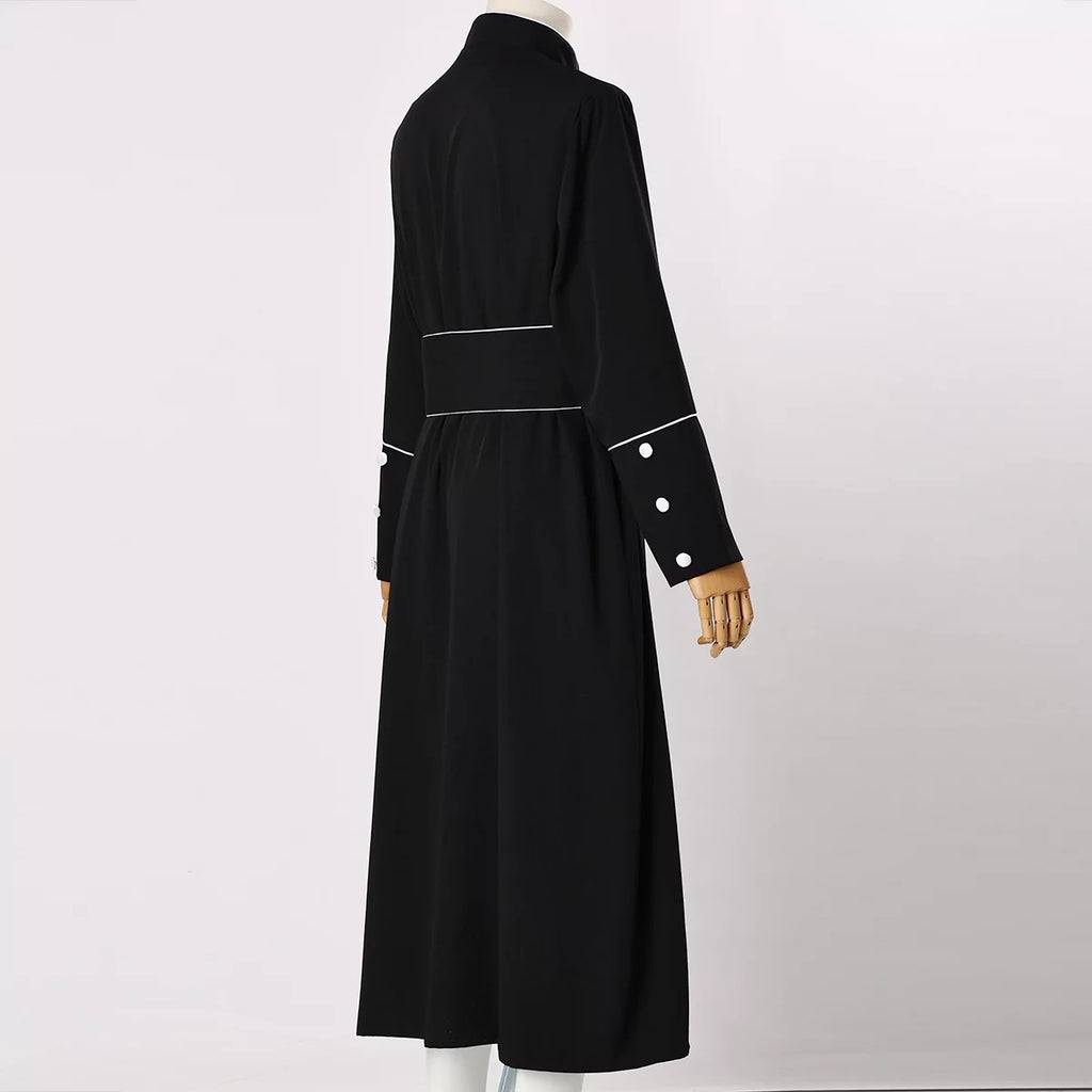 Men's Priest Cassock Pastor Robe with Belt Q210