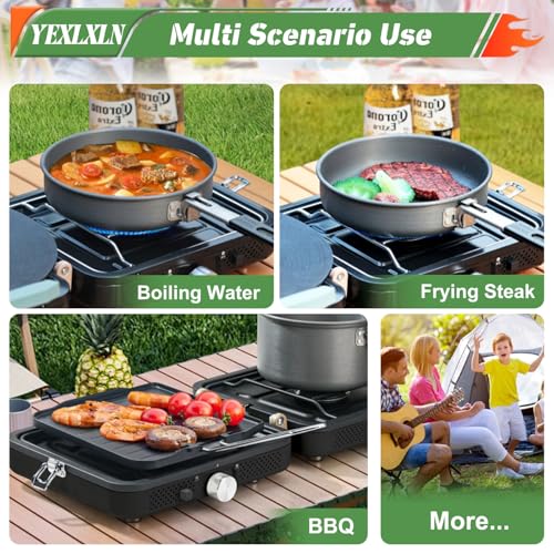 Foldable 2-Burner Propane Camping Stove with Griddle and Carrying Bag E286492