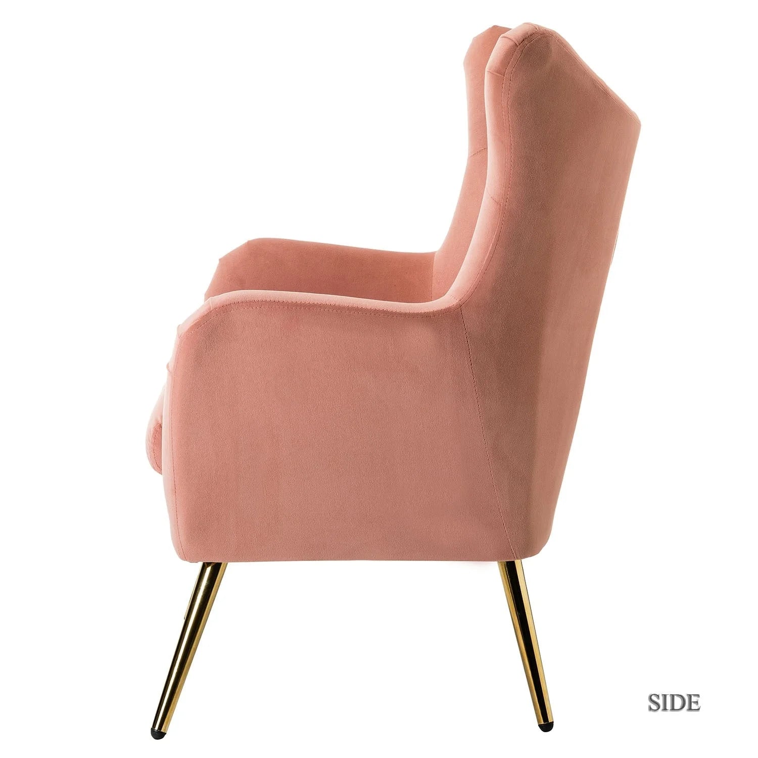 Tufted Velvet Accent Chair with Wingback and Gold Legs T30526