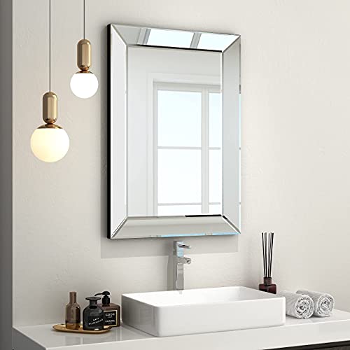 COGOOD Large Rectangular Wall Mirror 28"x39" - Angled Beveled Mirror Frame for Vanity, Hallway, Bathroom, Living Room Hangs Horizontal or Vertical