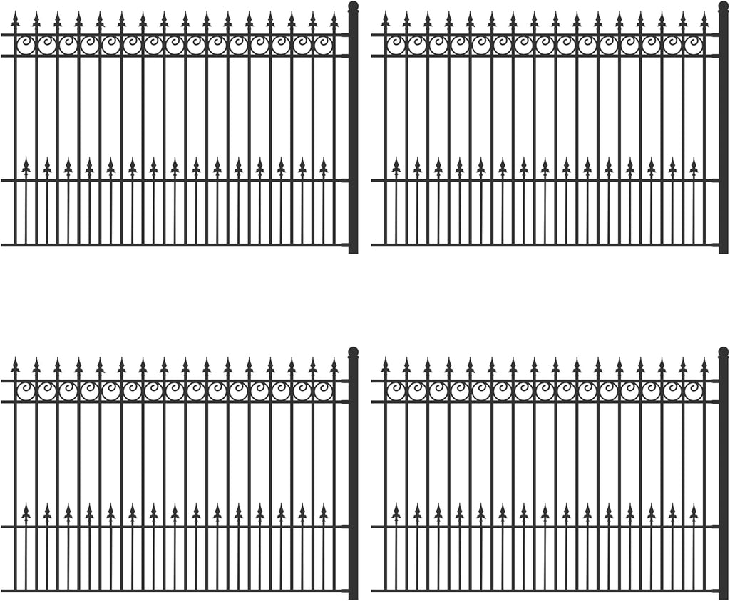ALEKO Security Fence Kit | 4-Panel Steel Fencing Kit | Modern Garden Anti-Rust Panels | Residential Commercial Use | 8x5 Each | 4FENCEPRA | PRAGUE