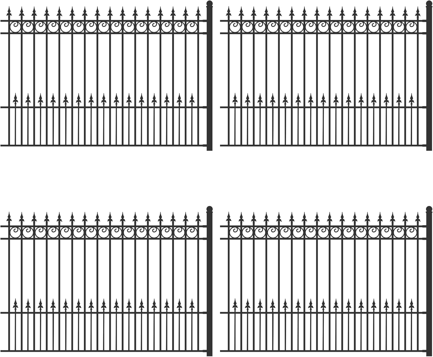 ALEKO Security Fence Kit | 4-Panel Steel Fencing Kit | Modern Garden Anti-Rust Panels | Residential Commercial Use | 8x5 Each | 4FENCEPRA | PRAGUE