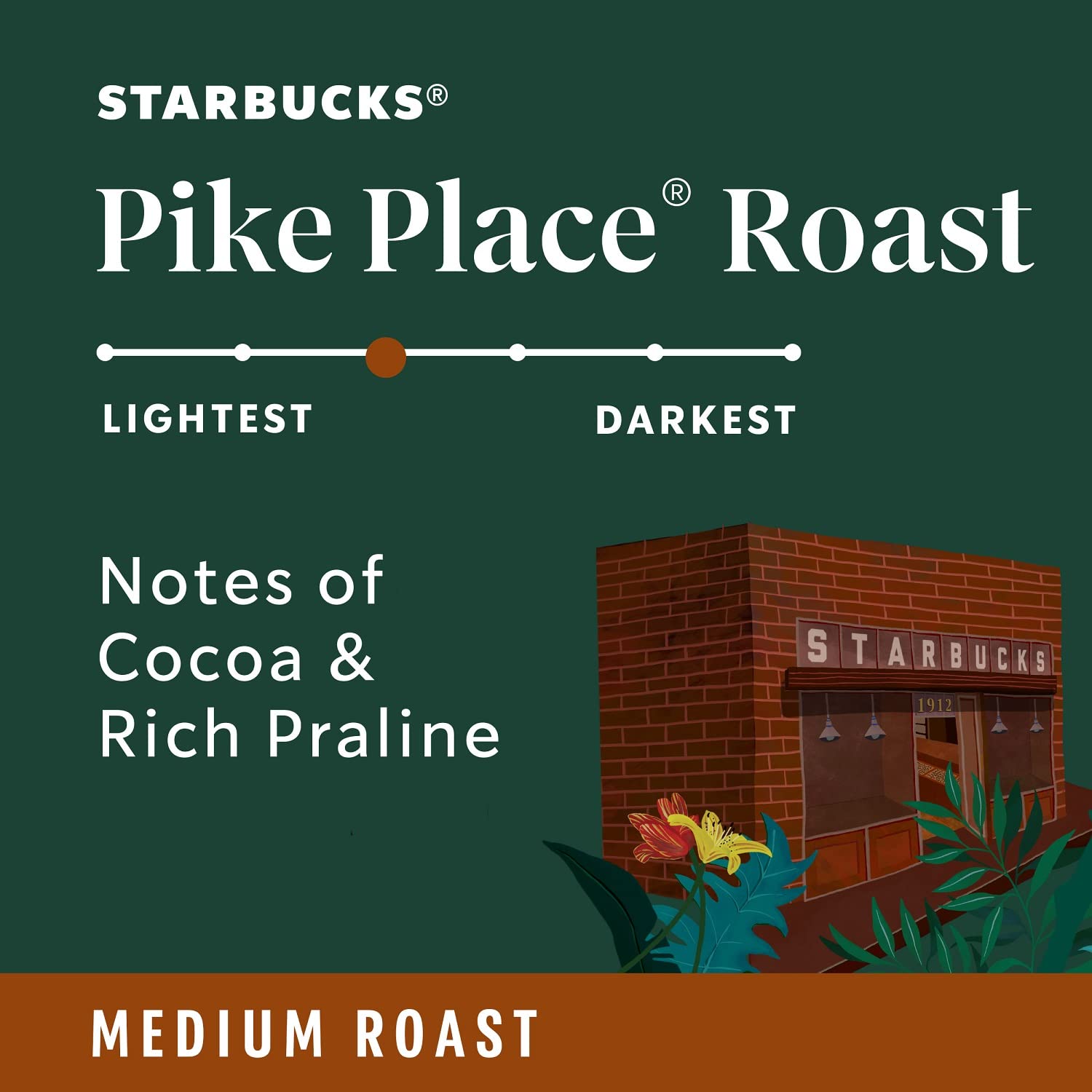 Medium Roast Whole Bean Coffee, 100% Arabica, 28 oz X4693