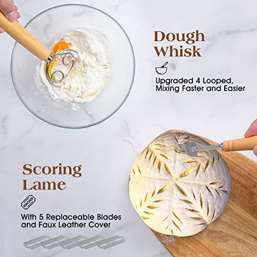 Sourdough Starter Kit with 10 Inch Oval and 9 Inch Round Banneton Proofing Baskets J655223