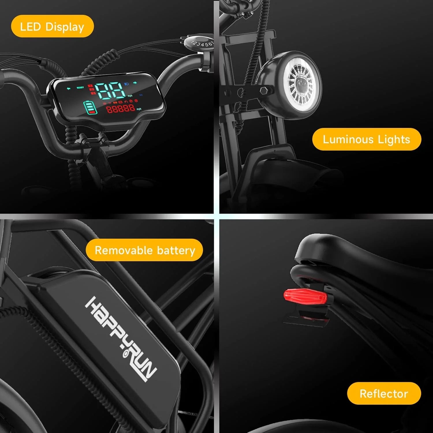 Electric Bike for Adults 20" Fat Tire 1500W Motor 48V 18AH Removable Battery O58263