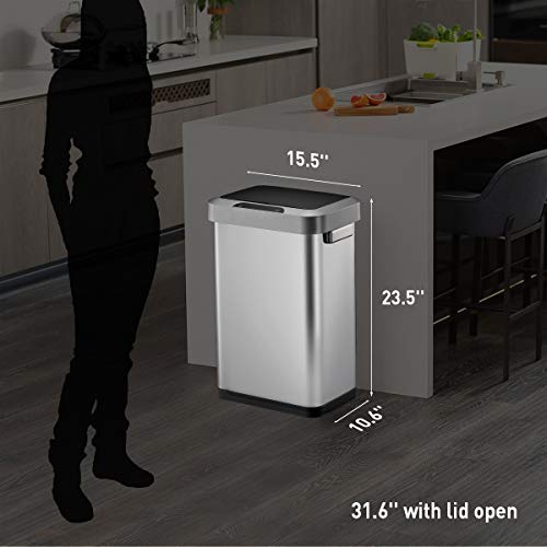Touchless Motion Sensor Trash Can, 13.2 Gallon, Brushed Stainless Steel K748461