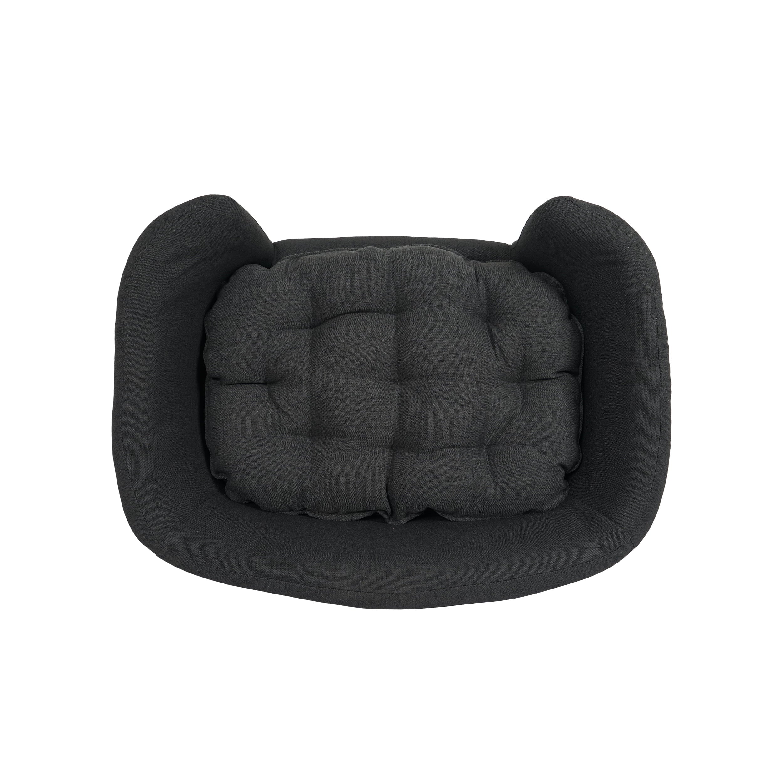 Mid Century Small Plush Pet Bed, Dark Gray and Natural I958