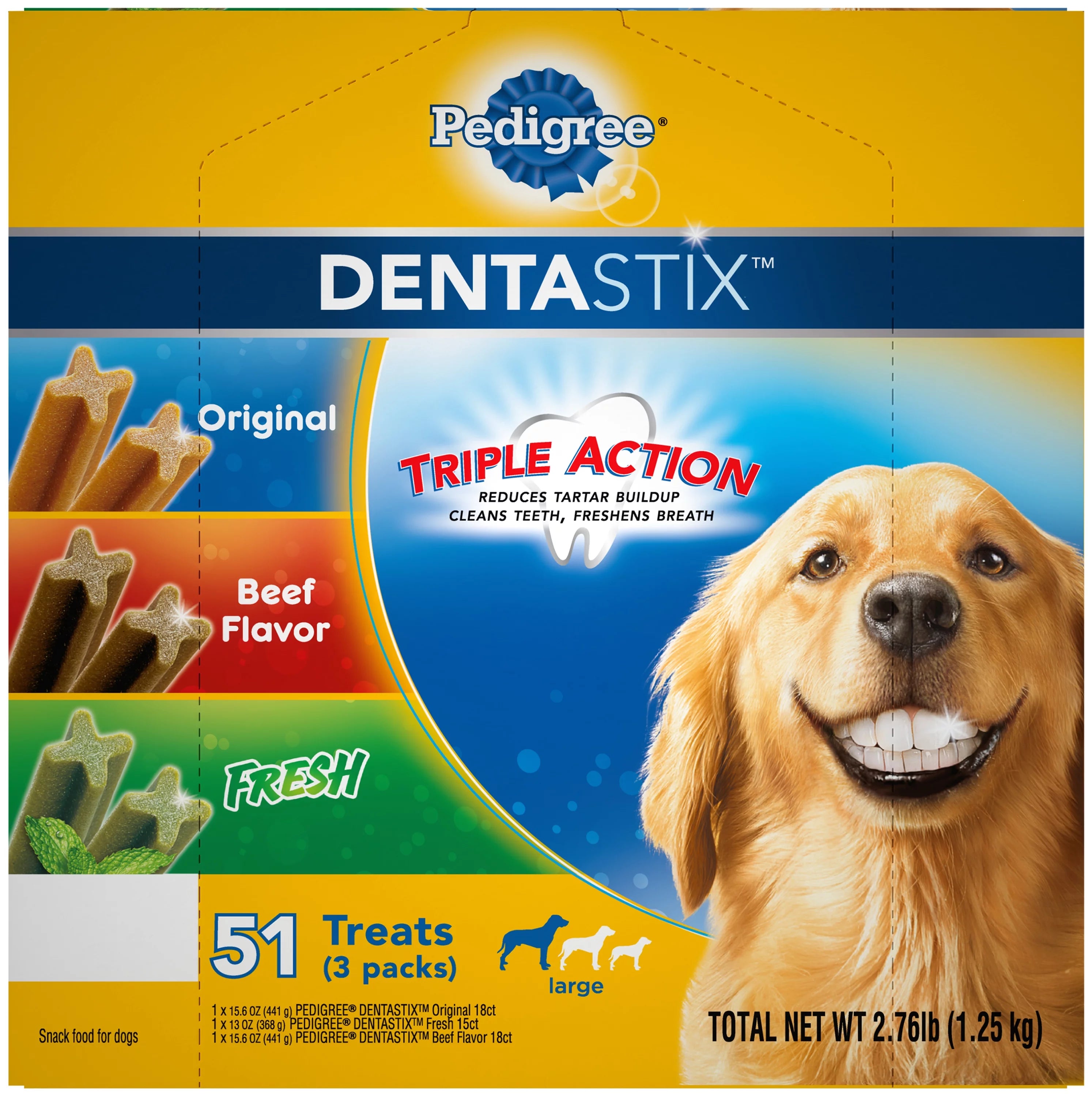 Dental Treat for Dogs, Beef, Chicken & Mint Flavor, 51 Count R1823