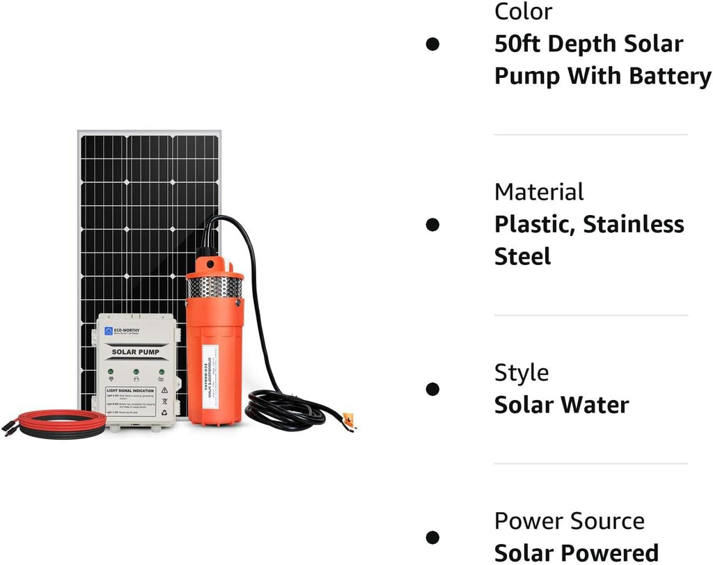 Solar Well Pump Kit with Battery Backup, 12V Water Pump and 120W Panel G5969