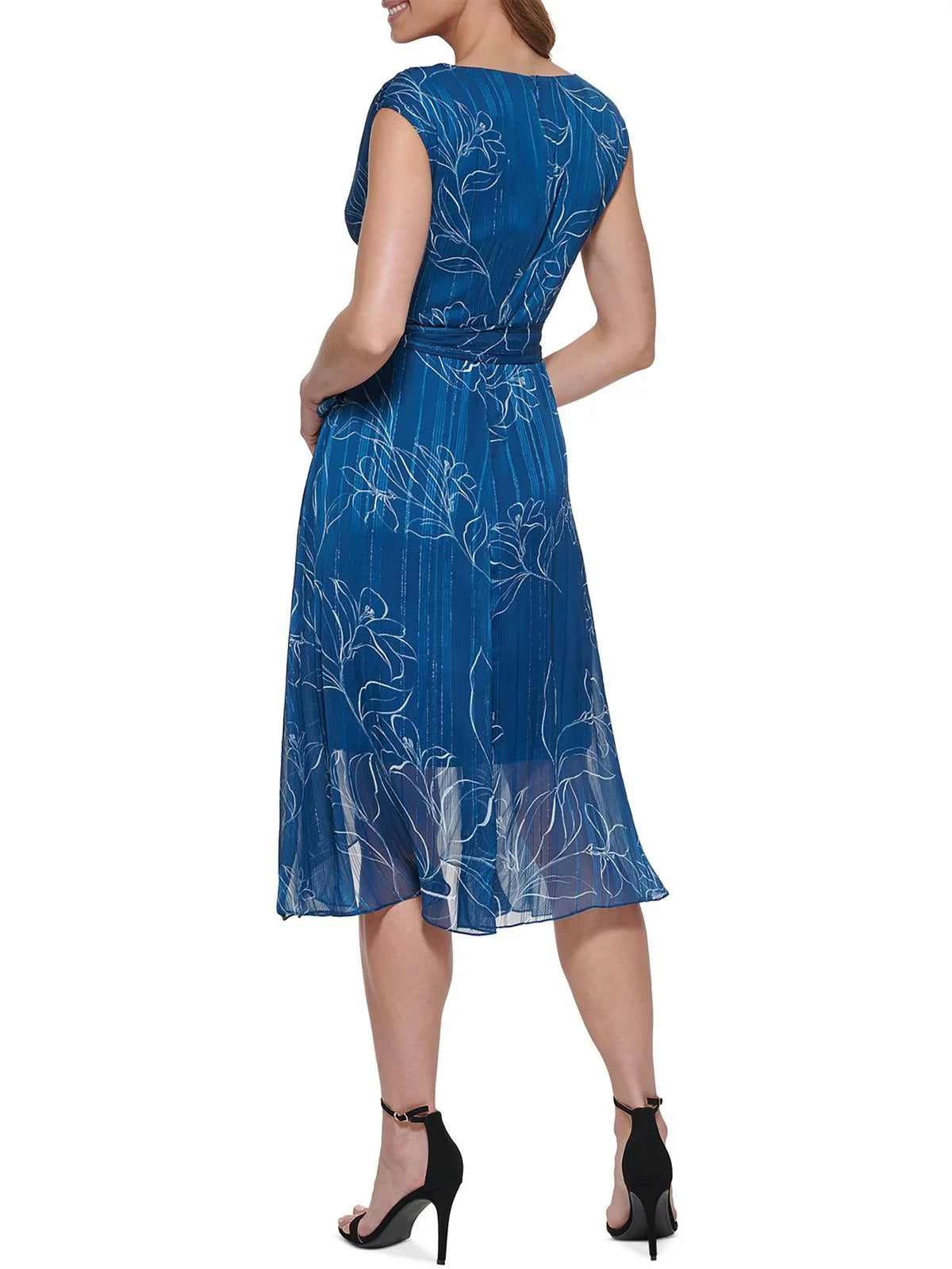 Chiffon Metallic Wrap Dress K601
