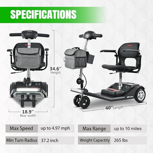 Folding Electric Mobility Scooter for Adults, 3-Wheel, Airline Approved B98982