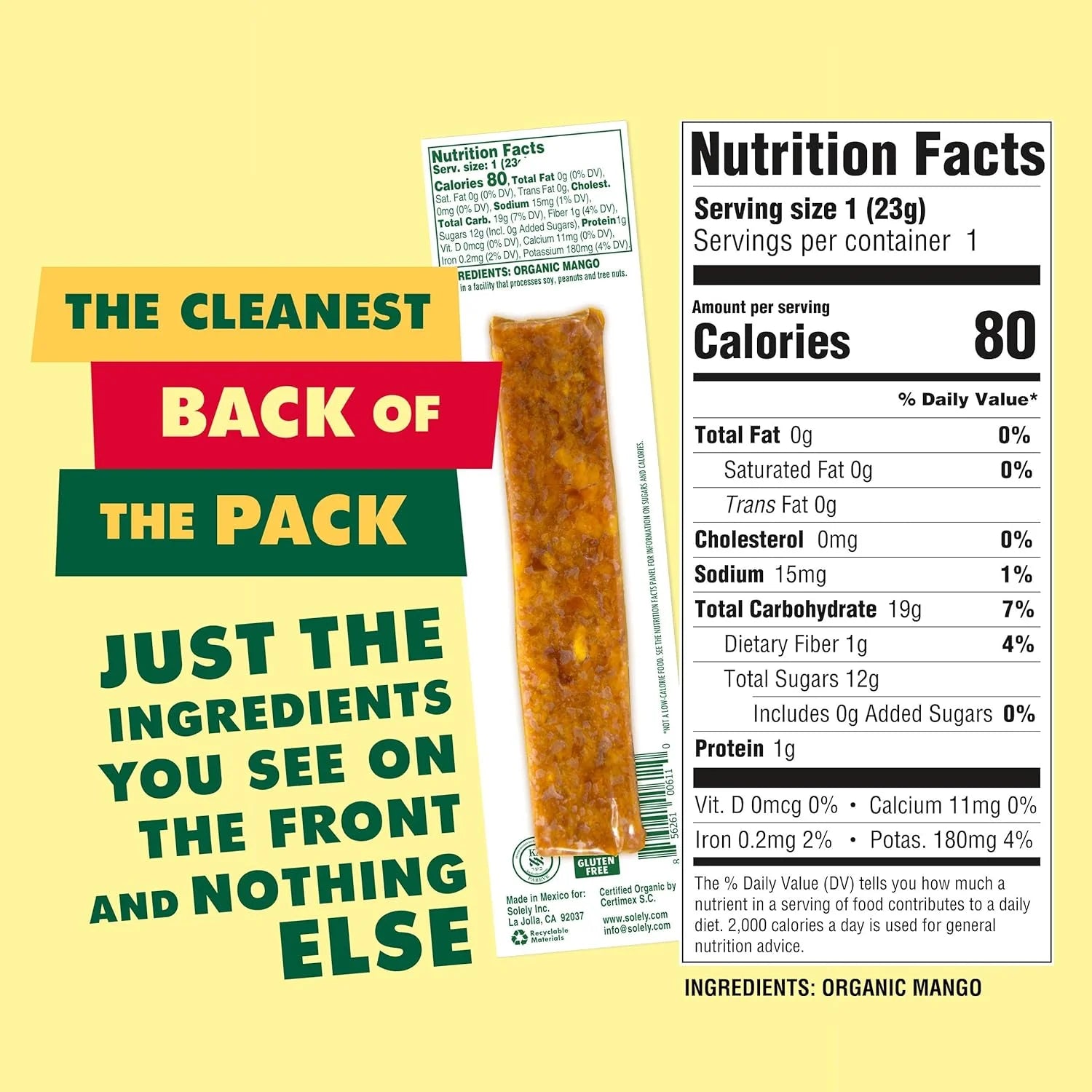 Organic Mango Fruit Jerky Snack, 12-Pack D9536