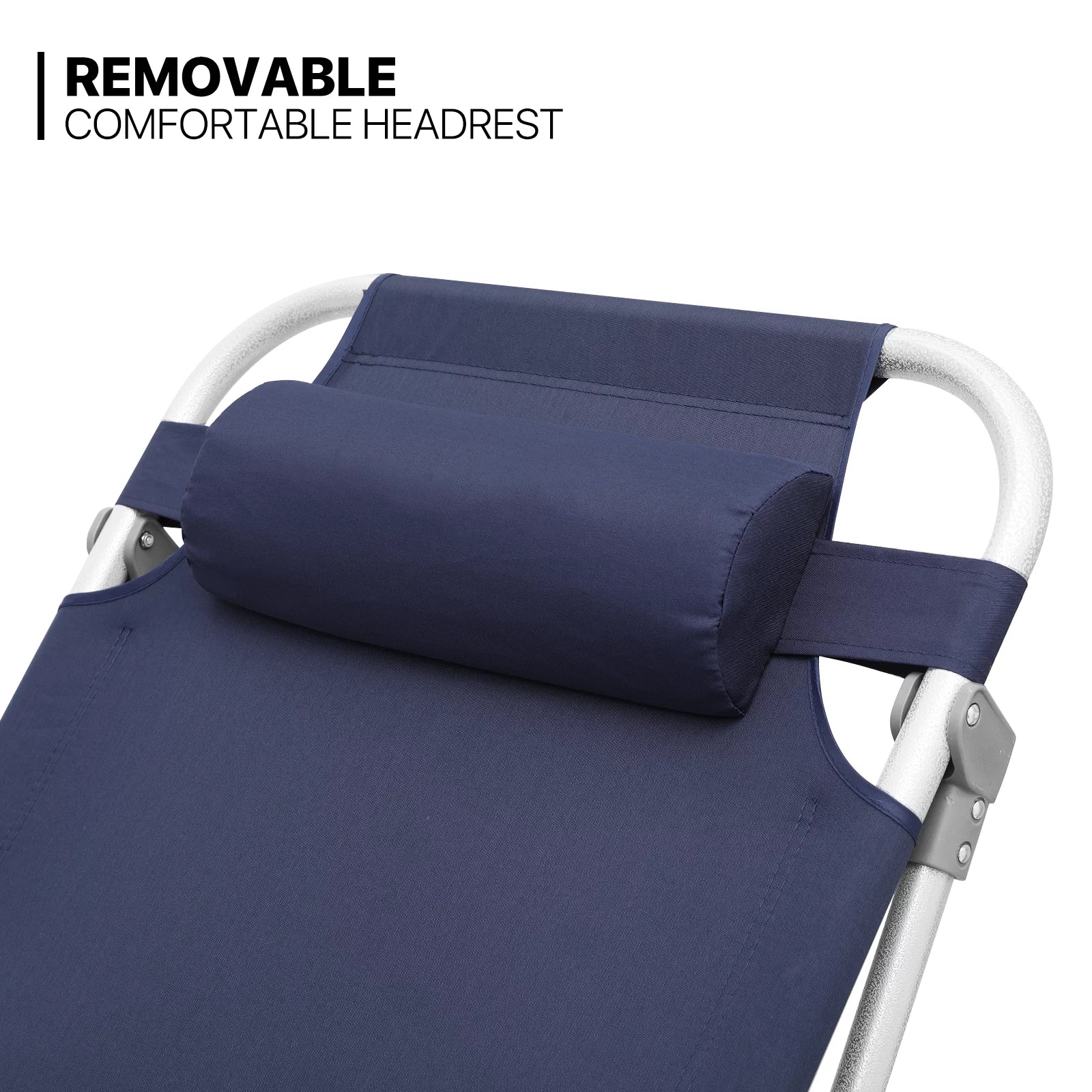 Portable Folding Bed Reclining Lounger Camping Cot with Pillow and Carry Bag I549492