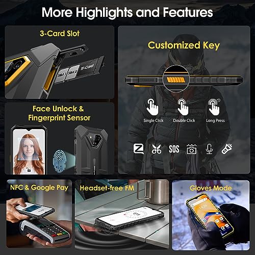 Rugged Smartphone 12+64GB 50MP Camera Android 13 Black B5870